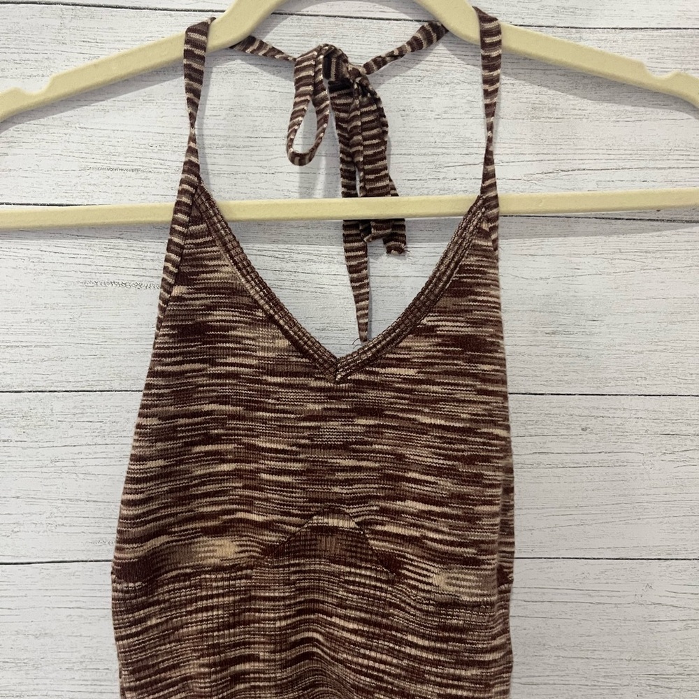 L.A. Hearts by Pac Sun: Brown and White Knit Halter Tank Top